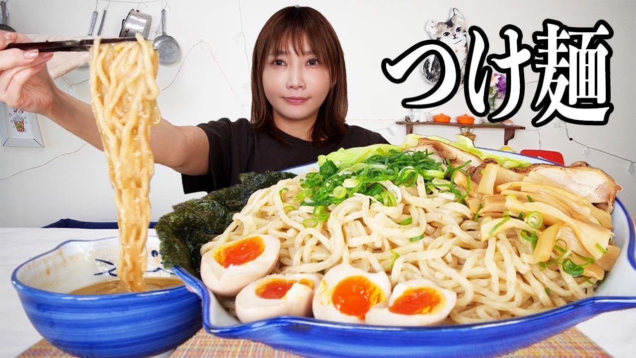 【大食い】鶏そば かぐら屋のつけ麺！鶏白湯の濃厚スープともちもちの麺が絡み合って最高！【木下ゆうか】