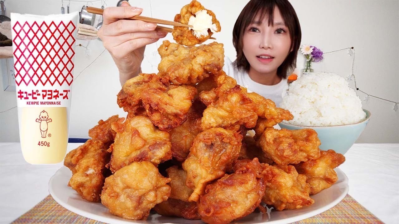 【大食い】山盛りのから揚げを炊き立てご飯で食べる！から揚げにマヨネーズはどうしてこんなにあうの！？【木下ゆうか】