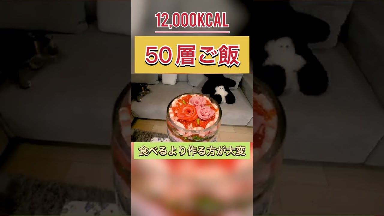 【大食い】お肉 海鮮 野菜 ご飯 お菓子…全てが乗った究極の50層ごはん！[味噌汁1kg][12000kcal]【木下ゆうか】#shorts