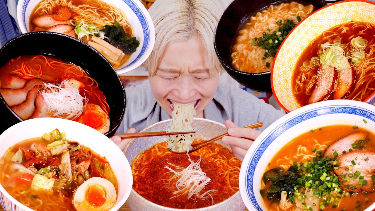 【大食い】激辛！ご当地袋麺選手権！7種類！予想外の激辛に悶絶したり、美味しくて驚愕したりする動画。【ロシアン佐藤】【RussianSato】