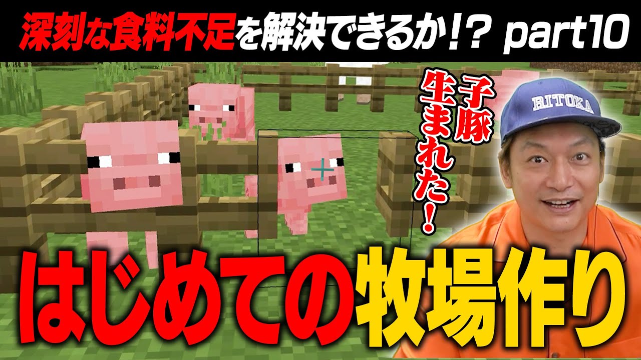 【マイクラ】深刻な食料不足を解決できるか！？はじめての牧場作りに挑戦！【リトカ名人のマインクラフト実況part10】【リトクラ】