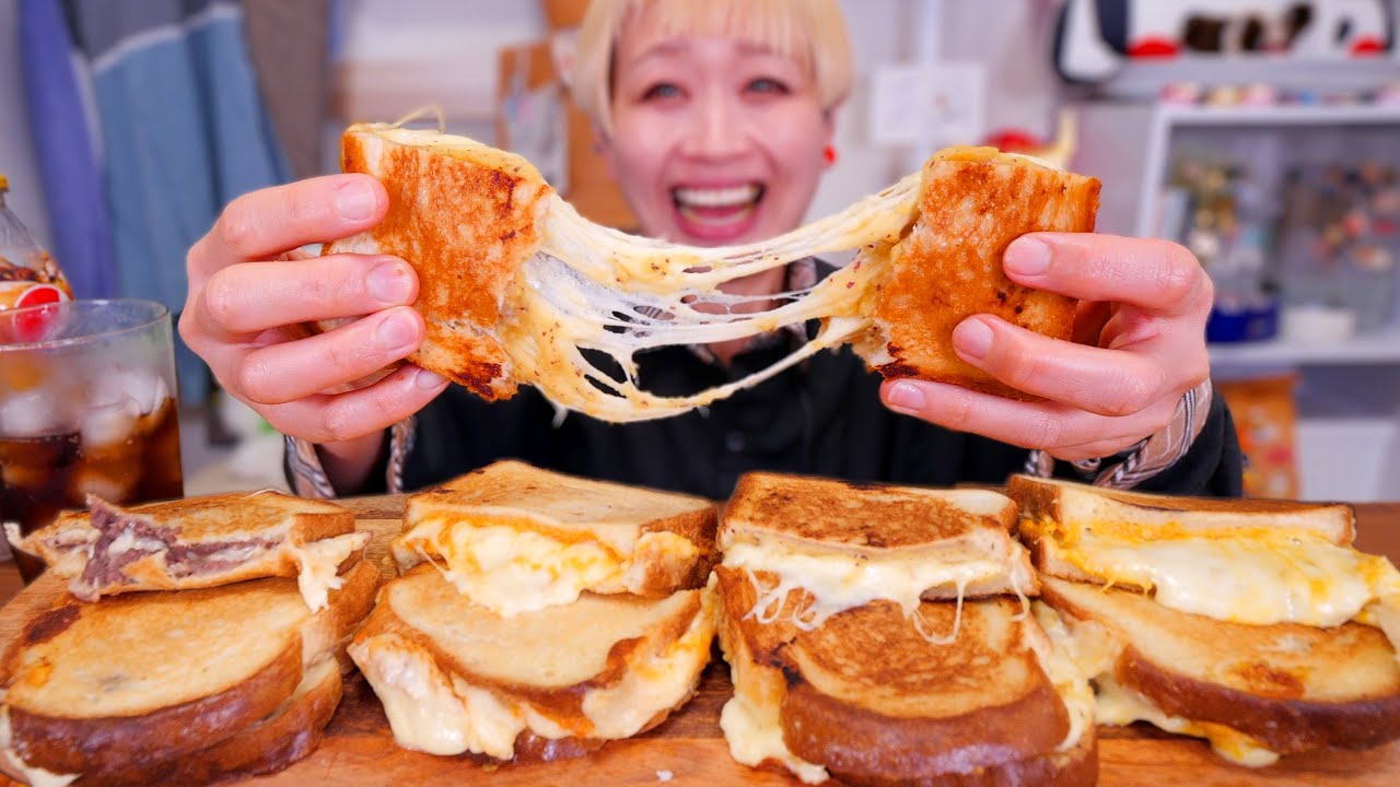 【大食い】パン3斤。カロリーおばけ👻「あんバタチーズサンド」が食べたい。【モッパン】【MUKBANG】