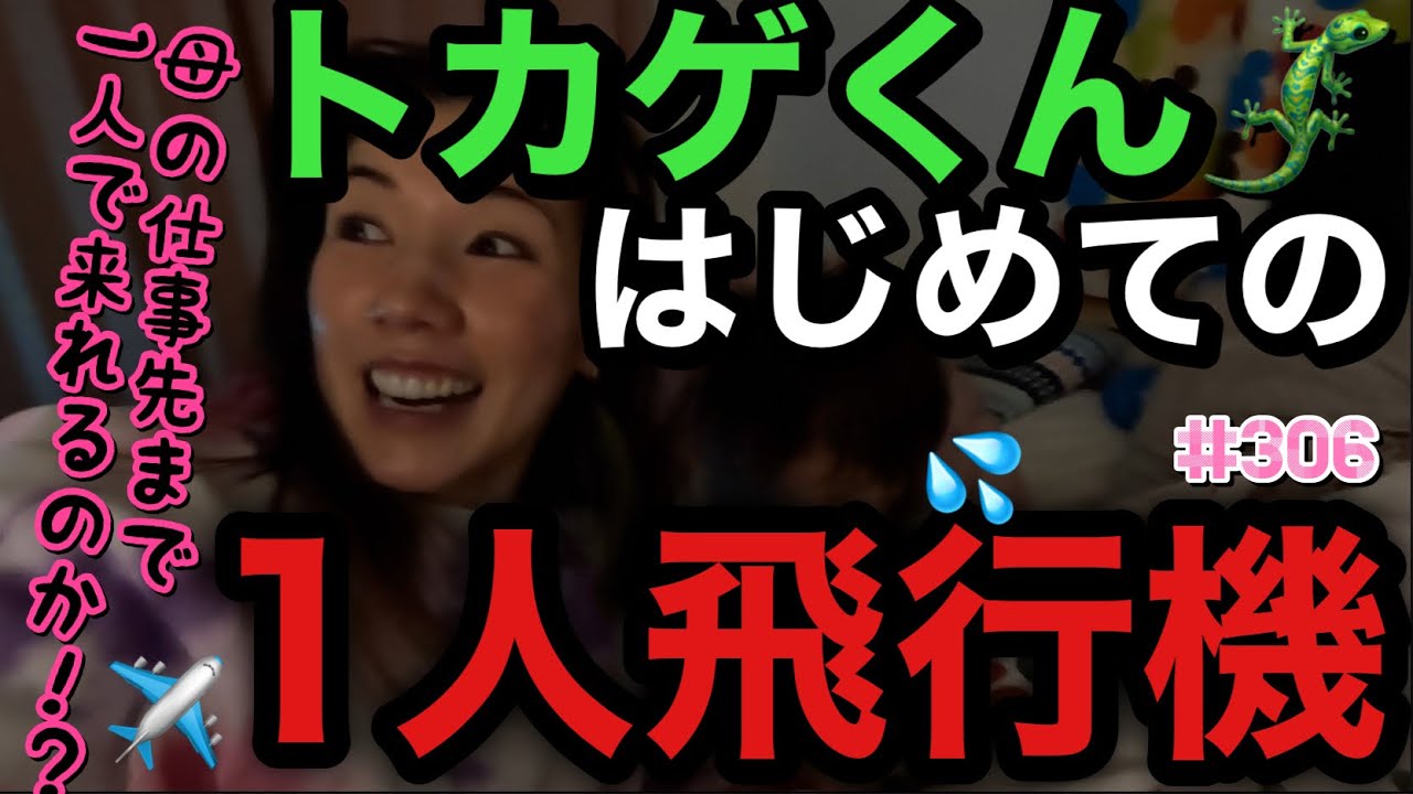 トカゲくんはじめての1人飛行機✈️母の仕事先まで1人で来れるのか⁉️母感動日記🥹9歳で1人はすげーやつ🥹