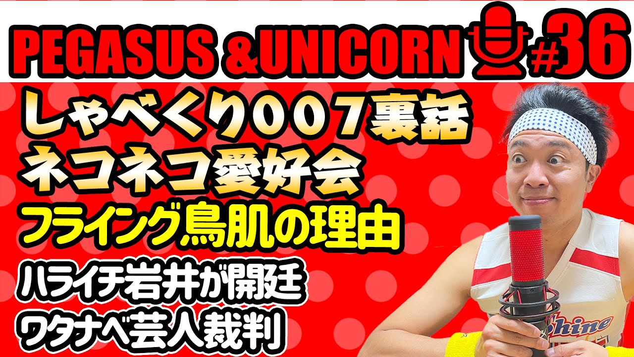 【第36回】サンシャイン池崎のラジオ『ペガサス&ユニコーン』 2023.07/03 〜しゃべくり007裏話！フライング鳥肌の真相！ハライチ岩井が開廷！ワタナベ若手芸人大ゲンカ裁判〜