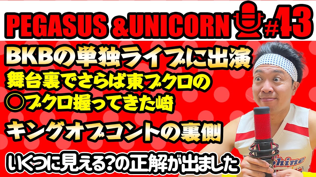 【第43回】サンシャイン池崎のラジオ『ペガサス&ユニコーン』 2023.08/21 〜BKBの単独ライブに出演してきた！舞台裏で池崎がさらば東ブクロに行った不気味すぎる行動〜