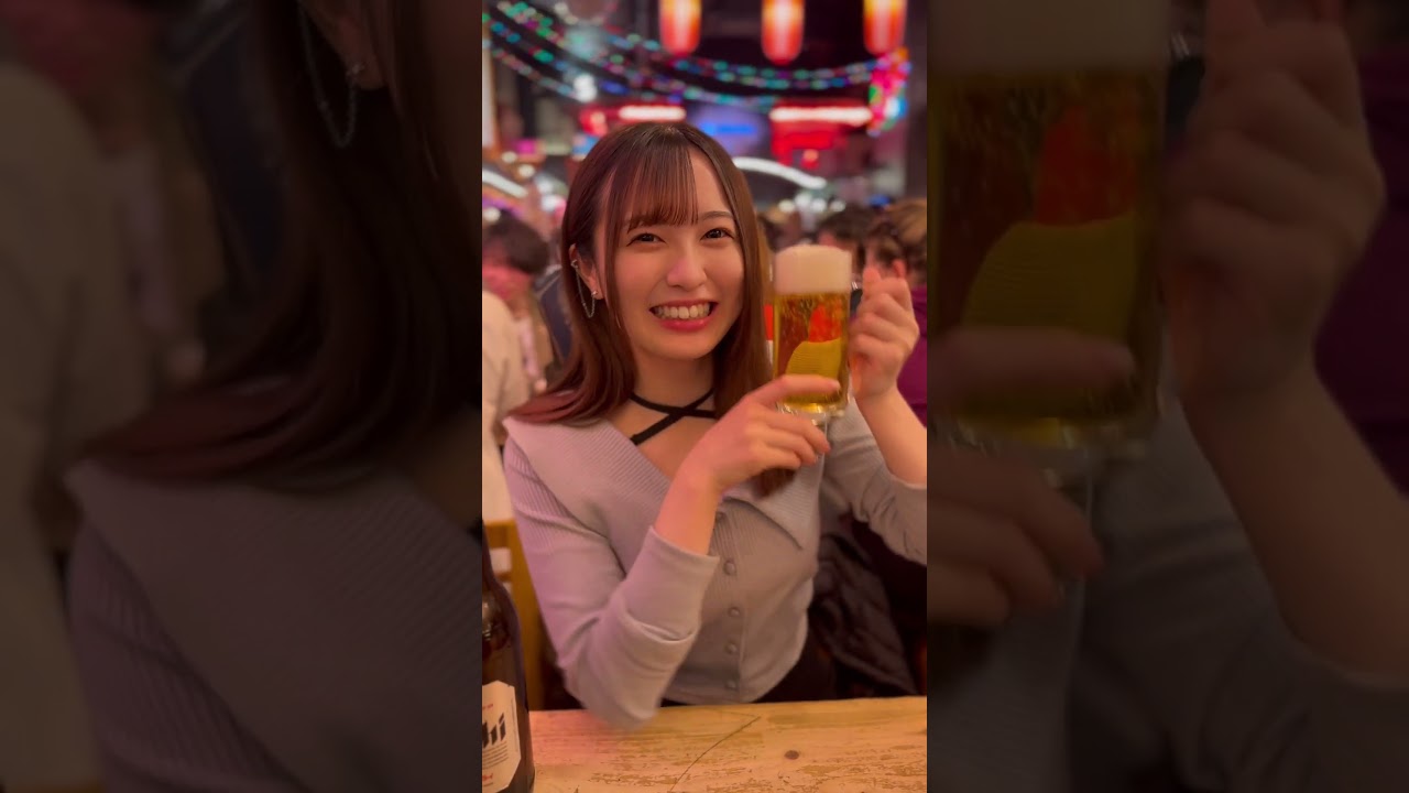 渋谷横丁で瓶ビールをじぶんでつぐ！！！#なぎチャレ