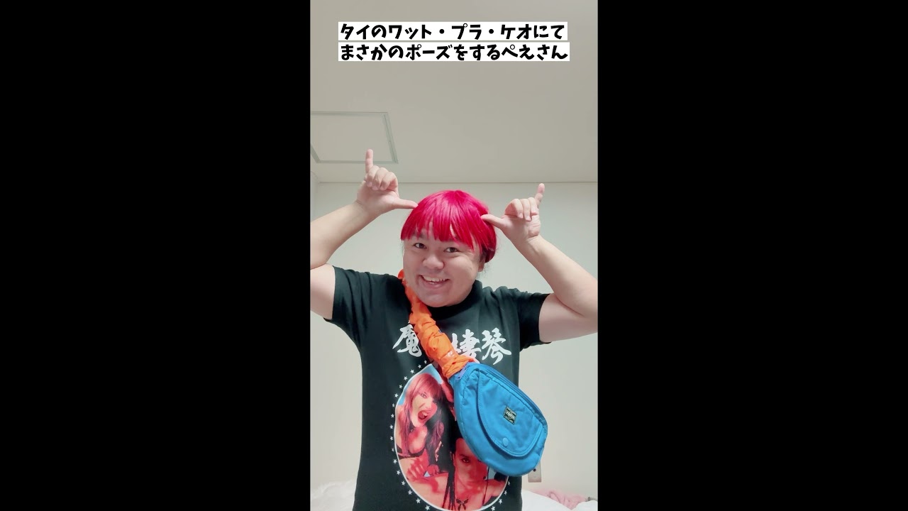 「タイのワット・プラ・ケオにてまさかのポーズをするぺえさん」