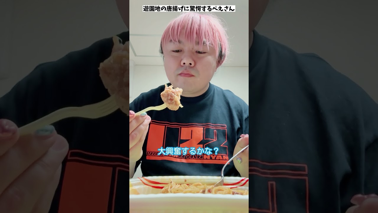 遊園地の唐揚げに驚愕するぺえさん