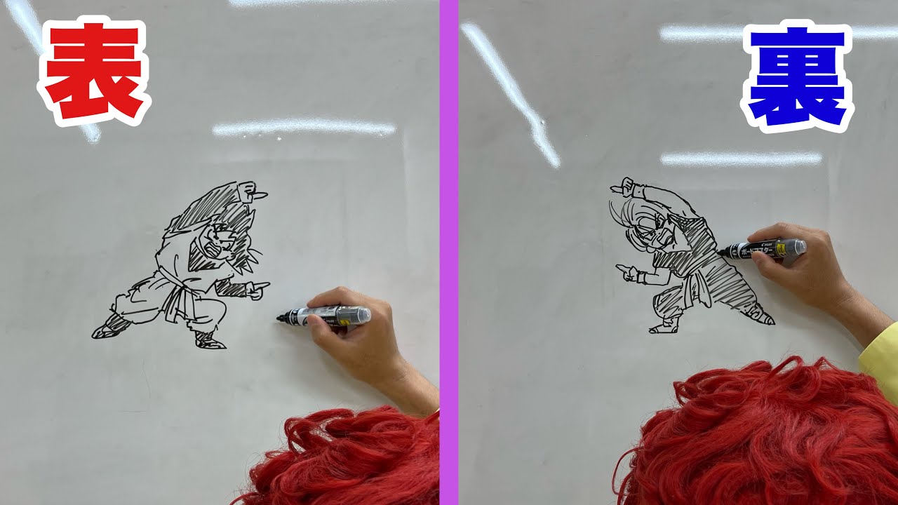 【検証】両面ホワイトボードにフュージョンポーズを描いて高速回転させたらゴテンクスが作れるのか