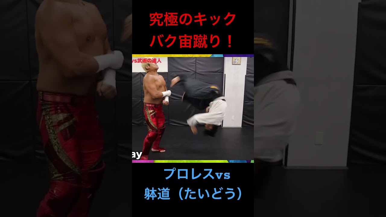 空中でみぞおちを蹴る秘技。躰道（たいどう）の達人とプロレスラーが対決！ #プロレス #noah_ghc #躰道