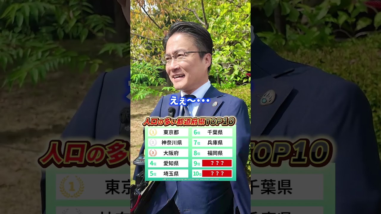 え、10位ムズくない！？  #クイズ動画 #47都道府県 #人口 #shorts