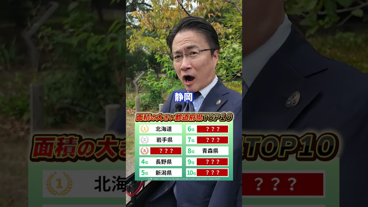 面積が大きい都道府県TOP10  #クイズ  #都道府県 #面積