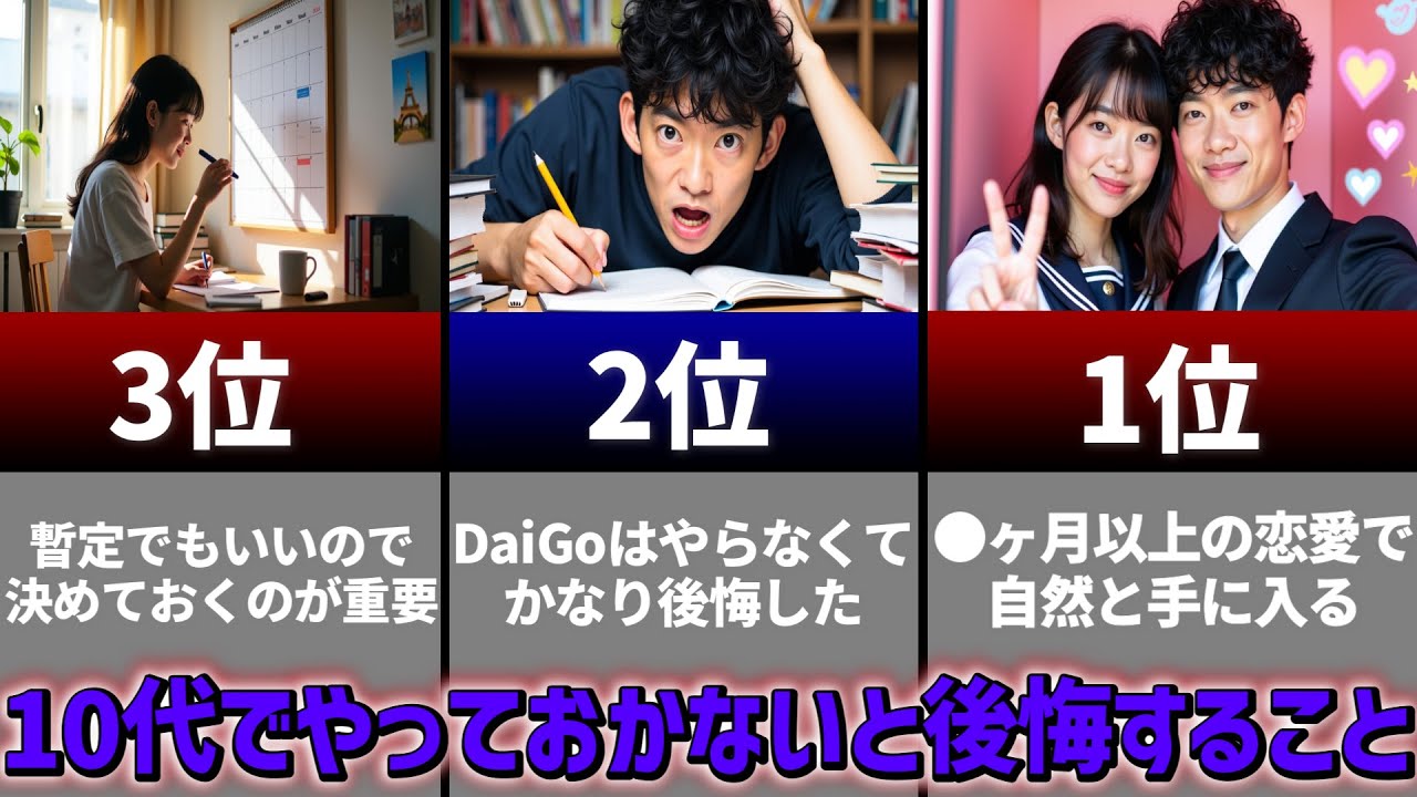 10代でやっておかないと後悔することTOP3