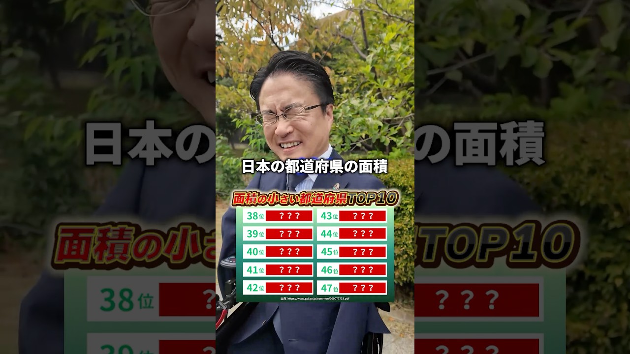 面積が小さい都道府県TOP10  #クイズ #都道府県 #shorts #おすすめ