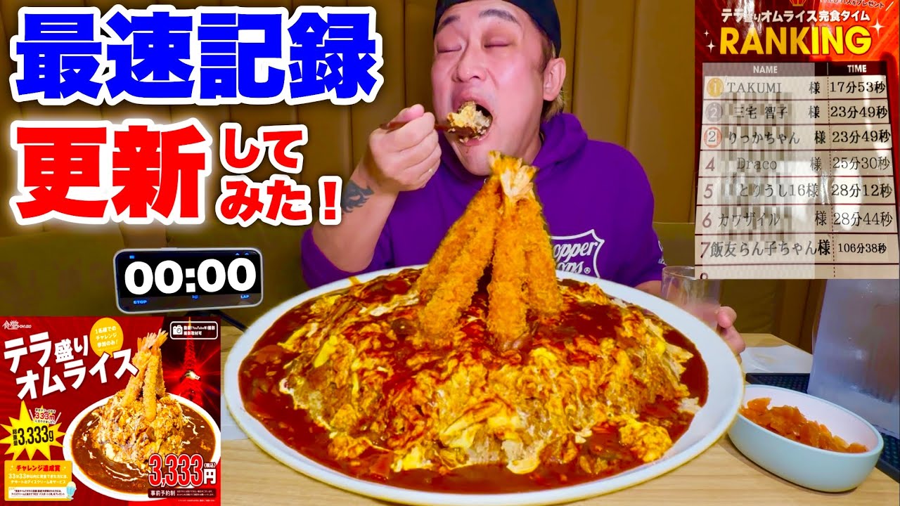 【大食い】オムライスチャレンジの早食い最速記録を狙ってみた！【MAX鈴木】