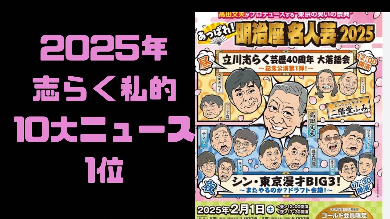 2025年志らく私的10大ニュース第1位！