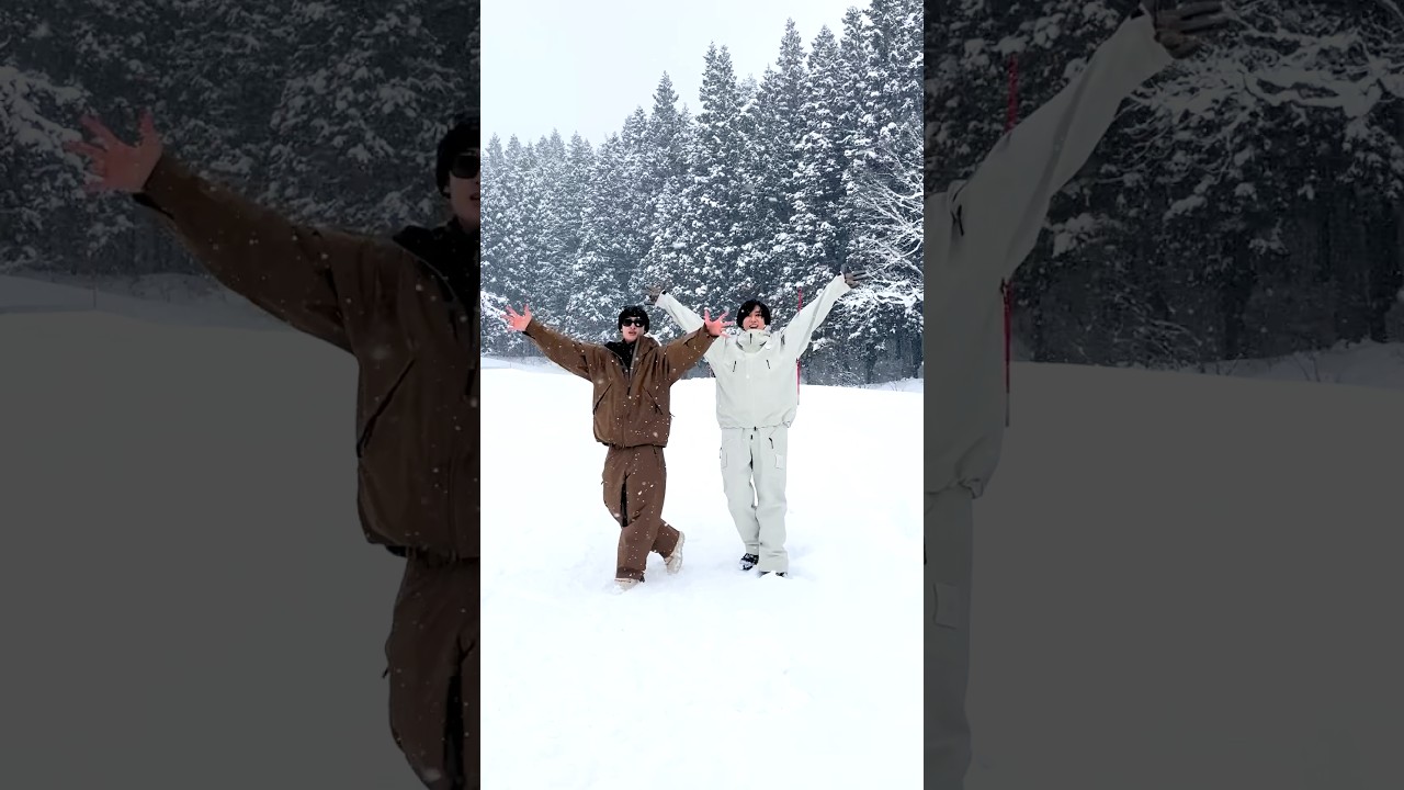 雪山でテンションマックス❄️#SnowMan #カリスマックス#向井康二 #阿部亮平